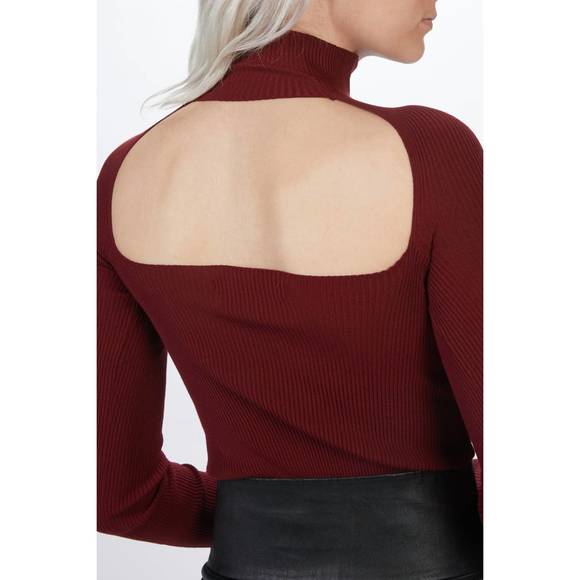 NEW ZEYNEP ARCAY open back knit bodysuit in cherry - Picture 5 of 5